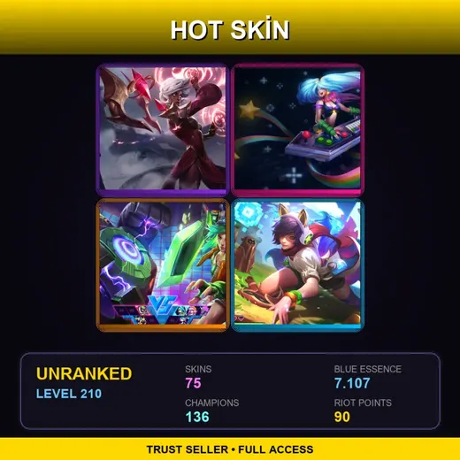 LAN | Conqueror Karma | Dark Star Malphite | Blood Moon Katarina | Arcade Sona | 75 Skin | 136 Champ | Lv210