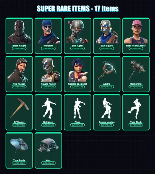 [PC/XBOX/PSN] | Black Knight | Warpaint | Elite Agent | Blue Squire | Rose Team Leader | 51 skin | 37 pickaxe | 59 emote | 49 glider | Lv625
