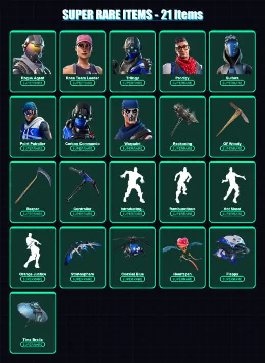 [PC/XBOX/PSN] | Rogue Agent | Rose Team Leader | Trilogy | Prodigy | Sultura | 54 skin | 52 pickaxe | 57 emote | 45 glider | Lv448
