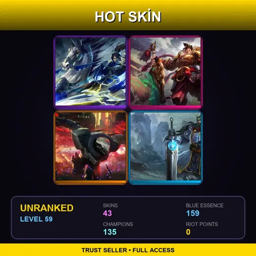 VN | PROJECT: Zed | Warring Kingdoms Xin Zhao | Warring Kingdoms Garen | King Tryndamere | 43 Skin | 135 Champ | Lv59 — Huntress Sivir
