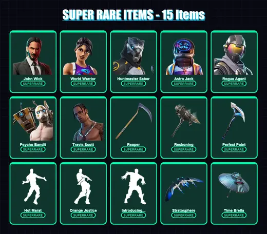 [PS4/PS5/PC] | John Wick | World Warrior | Huntmaster Saber | Astro Jack | Rogue Agent | 337 skin | 287 pickaxe | 237 emote | 216 glider | Lv3035