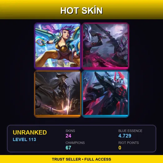 LAN | Blood Moon Master Yi | High Noon Ashe | PROJECT: Mordekaiser | Arcade Kai'Sa | 24 Skin | 67 Champ | Lv113