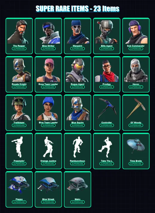 [PC/XBOX] | The Reaper | Blue Striker | Warpaint | Elite Agent | Sub Commander | 107 skin | 104 pickaxe | 118 emote | 111 glider | Lv1353