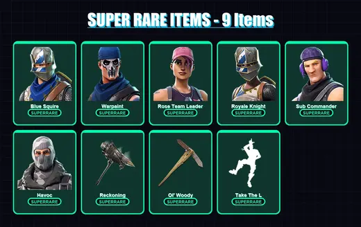 [PC/XBOX/PSN] | Blue Squire | Warpaint | Rose Team Leader | Royale Knight | Sub Commander | 41 skin | 65 pickaxe | 41 emote | 53 glider | Lv575