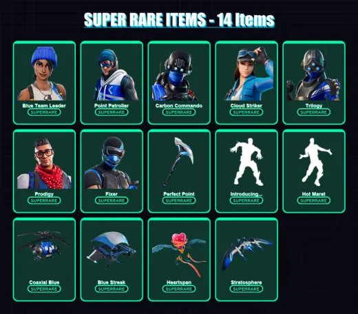 [PC/XBOX] | Blue Team Leader | Point Patroller | Carbon Commando | Cloud Striker | Trilogy | 13 skin | 18 pickaxe | 25 emote | 28 glider | Lv433