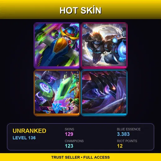 SG | Arcade Corki | Pulsefire Ezreal | Arcade Riven | Dark Star Kha'Zix | 129 Skin | 123 Champ | Lv136