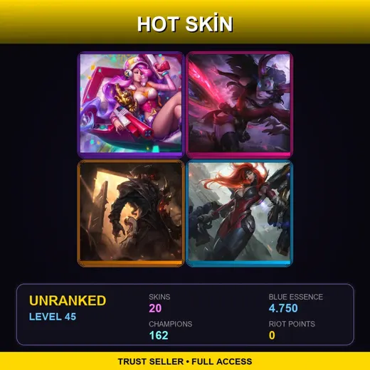 SG | Blood Moon Sivir | Arcade Miss Fortune | High Noon Lucian | Gun Goddess Miss Fortune | 20 Skin | 162 Champ | Lv45
