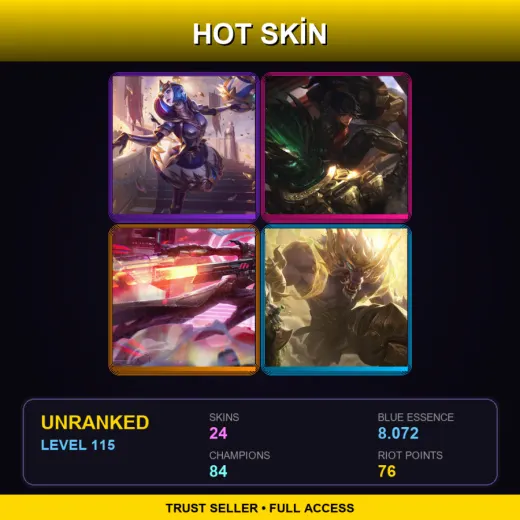 EUNE | Victorious Orianna | Warring Kingdoms Vi | PROJECT: Lucian | Lunar Guardian Warwick | 24 Skin | 84 Champ | Lv115