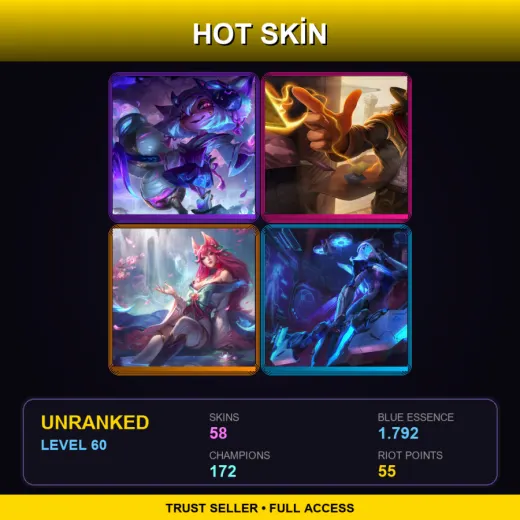 SG | Spirit Blossom Tristana | High Noon Twisted Fate | Spirit Blossom Ahri | PROJECT: Ashe | 58 Skin | 172 Champ | Lv60
