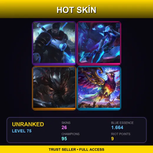 VN | Pulsefire Shen | PROJECT: Ashe | Blood Moon Talon | Festival Queen Anivia | 26 Skin | 95 Champ | Lv75