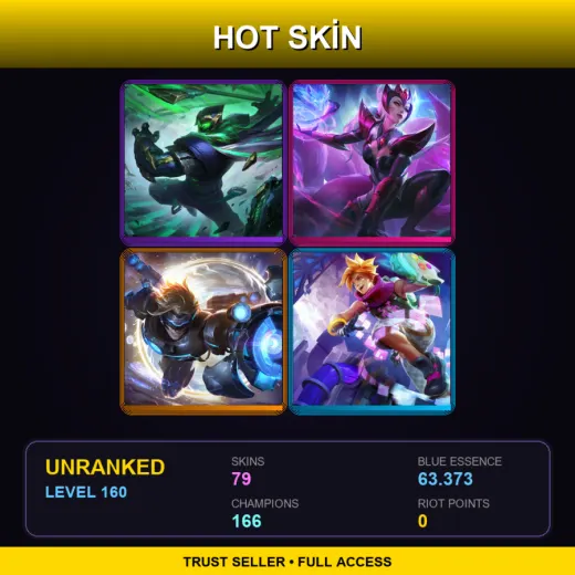 VN | Conqueror Jax | Challenger Ahri | Pulsefire Ezreal | Arcade Ezreal | 79 Skin | 166 Champ | Lv160