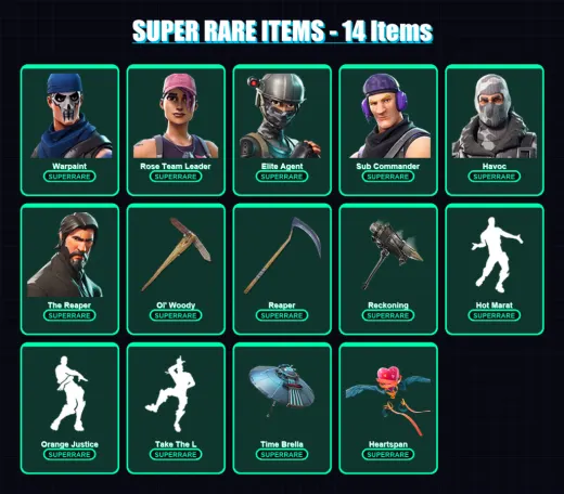 [PC/PSN] | Warpaint | Rose Team Leader | Elite Agent | Sub Commander | Havoc | 276 skin | 300 pickaxe | 268 emote | 230 glider | Lv3368