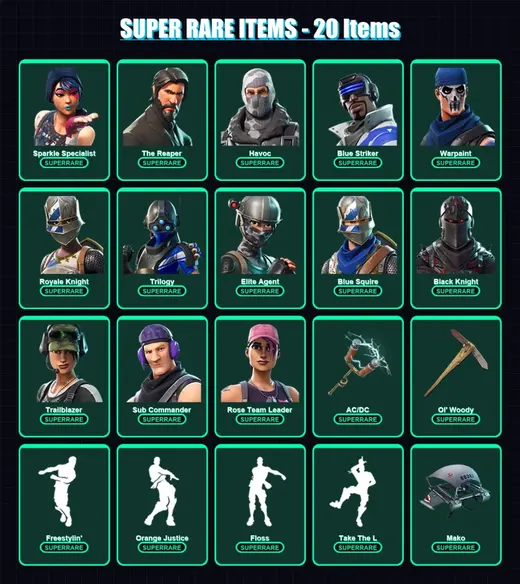 [PC/XBOX] | Sparkle Specialist | The Reaper | Havoc | Blue Striker | Warpaint | 26 skin | 25 pickaxe | 24 emote | 22 glider | Lv297