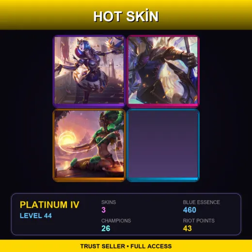 EUW | Victorious Orianna | Victorious Aatrox | Sun Goddess Karma | 3 Skin | 26 Champ | Platinum IV | Lv44