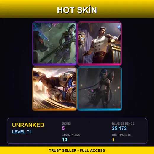 EUW | Arcane Enforcer Caitlyn | Arcane Inventor Jayce | Garen Skin 43 | Arcane Enemy Jinx | 5 Skin | 13 Champ | Lv71 — Arcane Inventor Jayce