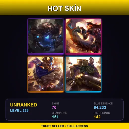 LAN | Hextech Galio | Victorious Sivir | Victorious Maokai | Victorious Graves | 70 Skin | 151 Champ | Lv228