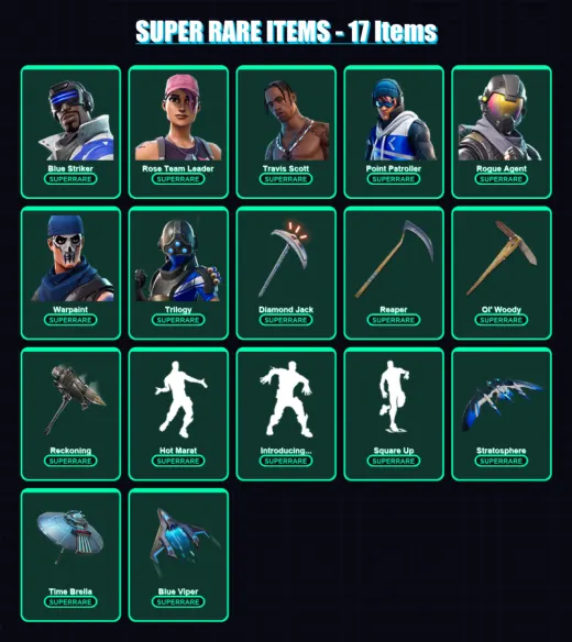 [PC/XBOX] | Blue Striker | Rose Team Leader | Travis Scott | Point Patroller | Rogue Agent | 200 skin | 178 pickaxe | 157 emote | 161 glider | Lv239
