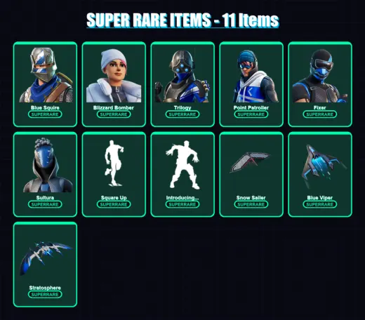 [PS4/PS5/XBOX/PC] | Blue Squire | Blizzard Bomber | Trilogy | Point Patroller | Fixer | 25 skin | 55 pickaxe | 32 emote | 35 glider | Lv505