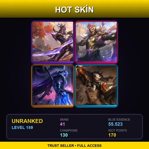 SG | Victorious Master Yi | Victorious Draven | PROJECT: Jax | High Noon Samira | 41 Skin | 130 Champ | Lv189