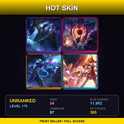 LAN | Star Guardian Miss Fortune | Spirit Blossom Kindred | Cosmic Invoker Illaoi | Dark Star Malphite | 54 Skin | 97 Champ | Lv170