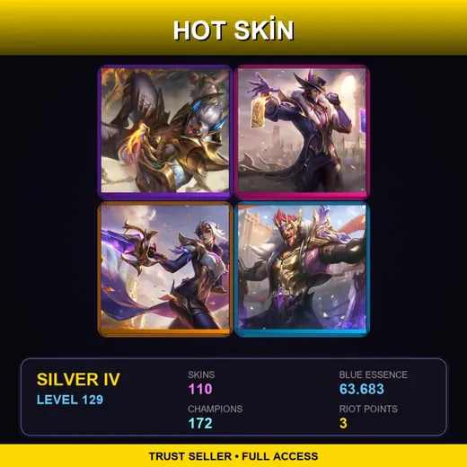SG | Victorious Twisted Fate | Prestige Obsidian Dragon Sett | Victorious Fiora | Victorious Draven | 110 Skin | 172 Champ | Silver IV | Lv129 — Infernal Galio