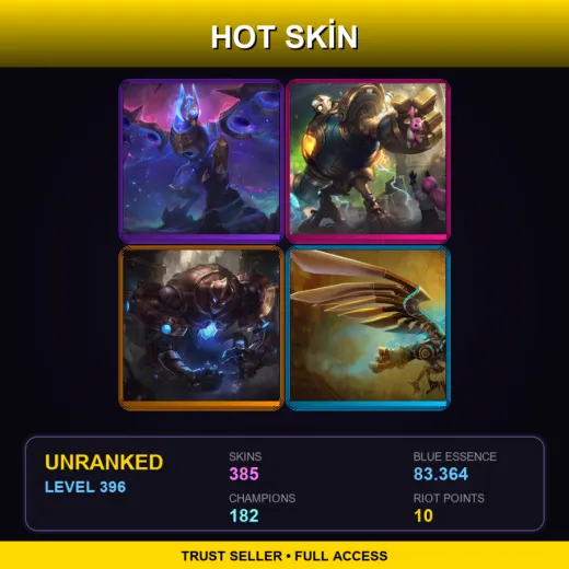 SG | Cosmic Flight Anivia | Victorious Blitzcrank | Hextech Galio | Hextech Anivia | 385 Skin | 182 Champ | Lv396