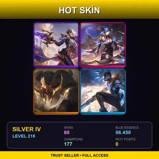 LAS | Victorious Fiora | Victorious Sona | Conqueror Alistar | Spirit Blossom Springs Volibear | 60 Skin | 177 Champ | Silver IV | Lv216