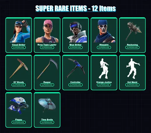 [PS4/PS5/XBOX/PC] | Cloud Striker | Rose Team Leader | Blue Striker | Warpaint | Menace | 85 skin | 112 pickaxe | 92 emote | 113 glider | Lv1604