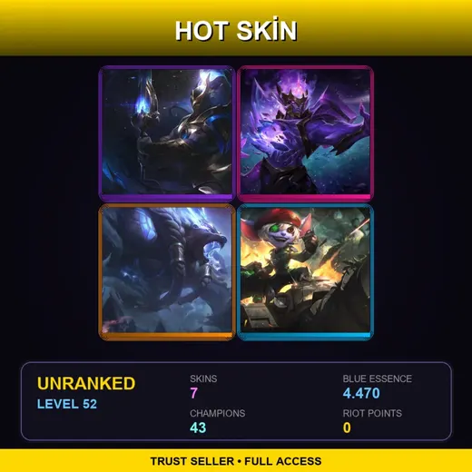 LAN | Cosmic Defender Xin Zhao | Dark Star Jarvan IV | Thunder Lord Volibear | Omega Squad Tristana | 7 Skin | 43 Champ | Lv52 — Myrmidon Pantheon