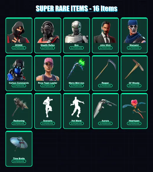[PC/PSN] | IKONIK | Stealth Reflex | Eon | John Wick | Warpaint | 175 skin | 168 pickaxe | 180 emote | 162 glider | Lv2277