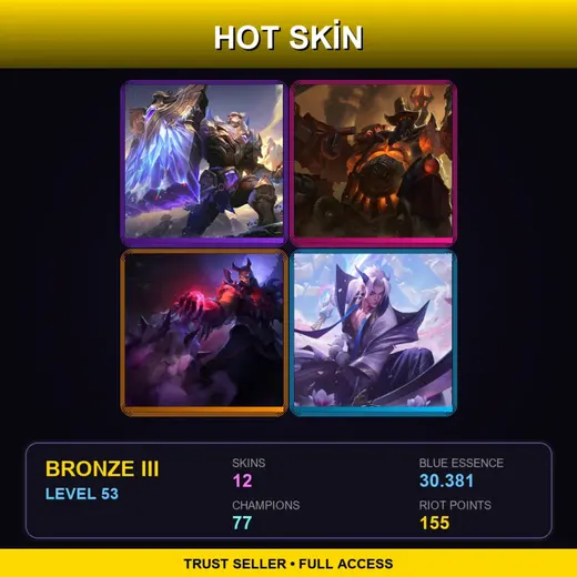 EUNE | Victorious Braum | High Noon Urgot | Blood Moon Shen | Spirit Blossom Yone | 12 Skin | 77 Champ | Bronze III | Lv53 — Victorious Braum