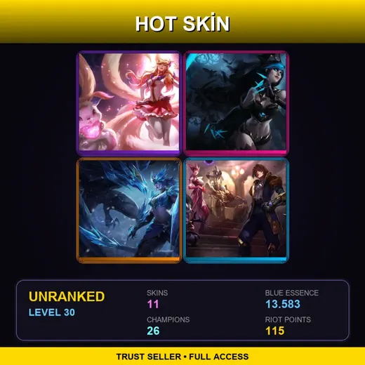 EUW | Star Guardian Ahri | Shadow Evelynn | Ice Drake Shyvana | Jack of Hearts Twisted Fate | 11 Skin | 26 Champ | Lv30