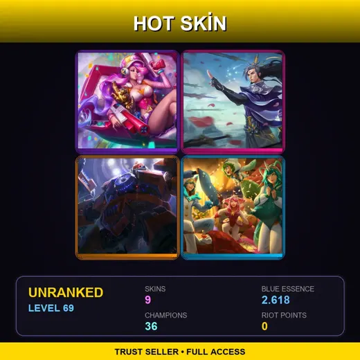VN | Arcade Miss Fortune | Eternal Sword Yi | Mecha Zero Sion | Pajama Guardian Soraka | 9 Skin | 36 Champ | Lv69 — Arcade Miss Fortune