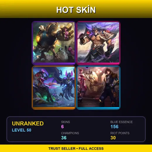 TR | Victorious Blitzcrank | Victorious Tryndamere | Bewitching Batnivia | Jack of Hearts Twisted Fate | 6 Skin | 36 Champ | Lv50
