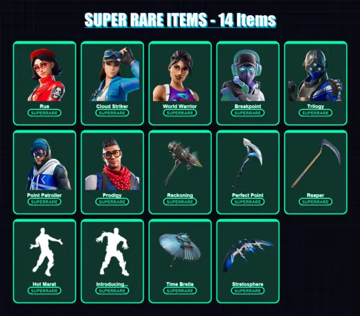 [PC/XBOX/PSN] | Rue | Cloud Striker | World Warrior | Breakpoint | Trilogy | 72 skin | 98 pickaxe | 128 emote | 100 glider | Lv1662
