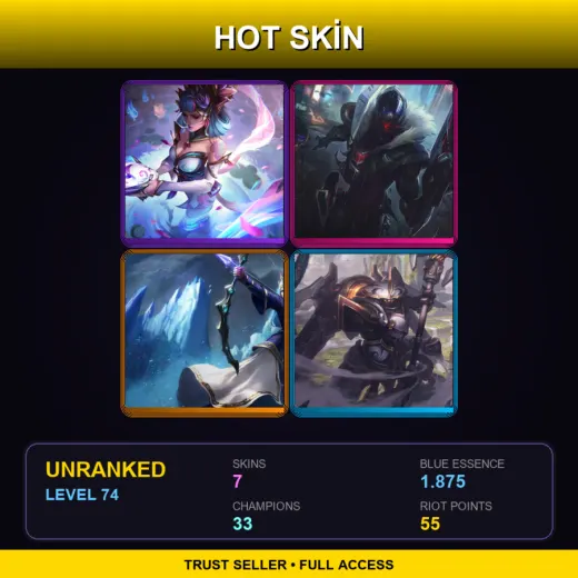NA | Spirit Blossom Evelynn | PROJECT: Jhin | Queen Ashe | Mecha Kingdoms Jax | 7 Skin | 33 Champ | Lv74