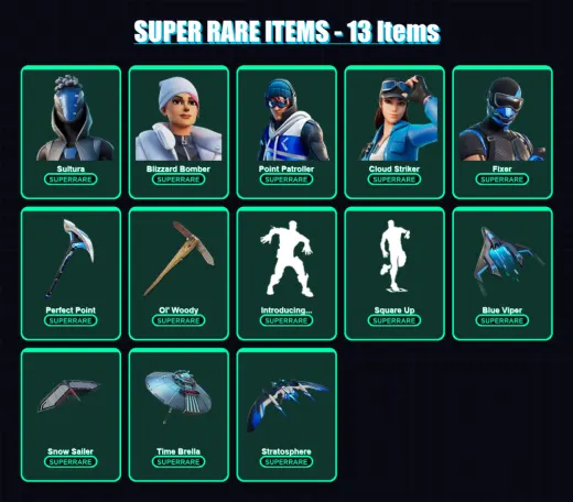 [PS4/PS5/PC] | Sultura | Blizzard Bomber | Point Patroller | Cloud Striker | Fixer | 175 skin | 257 pickaxe | 178 emote | 188 glider | Lv2841
