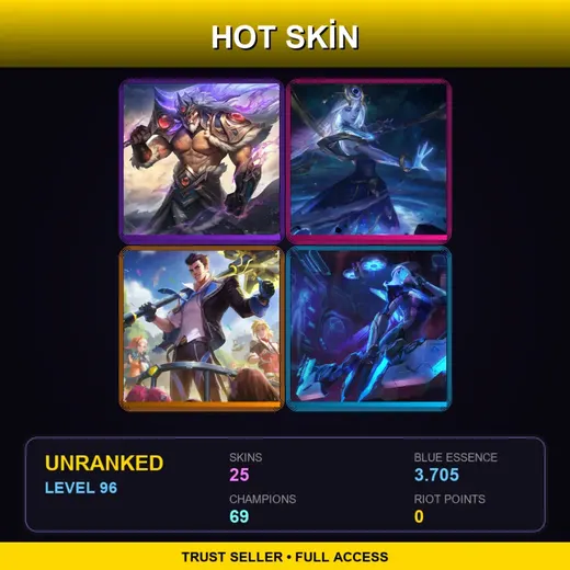 LAN | Victorious Tryndamere | Battle Academia Jayce | PROJECT: Ashe | PROJECT: Katarina | 25 Skin | 69 Champ | Lv96 — Battle Cat Jinx