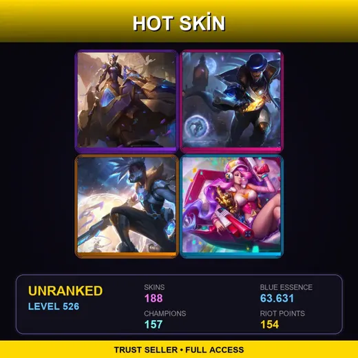 BR | Hextech Sejuani | Battle Academia Ezreal | Cosmic Defender Xin Zhao | Blood Moon Twisted Fate | 188 Skin | 157 Champ | Lv526