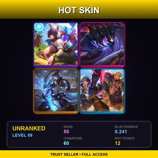 SG | Battle Academia Garen | Battle Academia Ezreal | PROJECT: Renekton | PROJECT: Ashe | 50 Skin | 60 Champ | Lv89