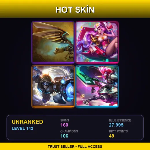 LAN | Hextech Anivia | High Noon Twisted Fate | Star Guardian Miss Fortune | Arcade Miss Fortune | 160 Skin | 106 Champ | Lv142