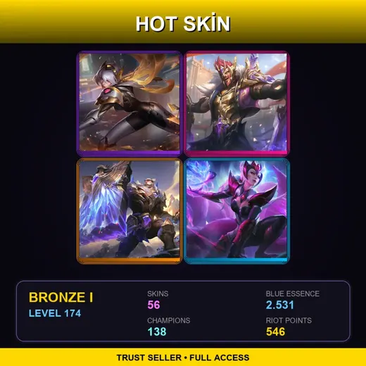 EUW | Prestige PROJECT: Irelia | Victorious Draven | Victorious Braum | Challenger Ahri | 56 Skin | 138 Champ | Bronze I | Lv174
