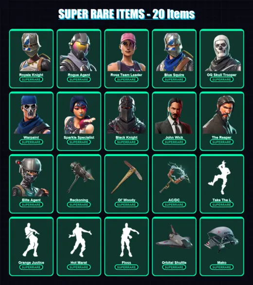 [PS4/PS5/XBOX/PC] | Royale Knight | Rogue Agent | Rose Team Leader | 101 skin | Lv893
