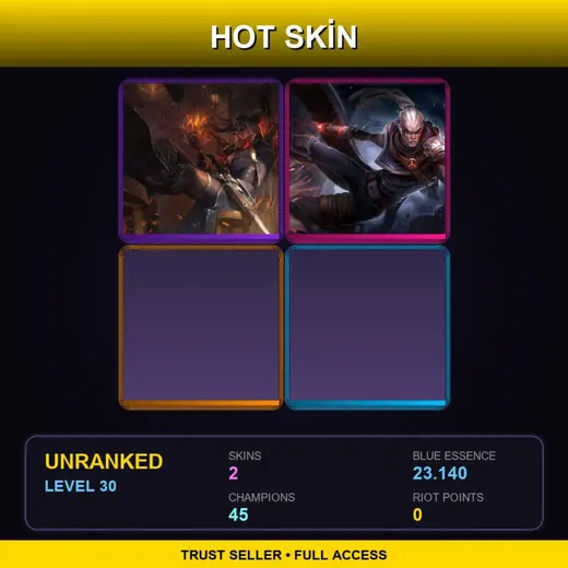 BR | High Noon Yone | Hired Gun Lucian | 2 Skin | 45 Champ | Lv30