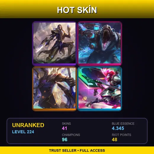 LAS | Victorious Lucian | Hextech Renekton | Victorious Aatrox | Cosmic Blade Master Yi | 41 Skin | 96 Champ | Lv224 — Warmonger Sion
