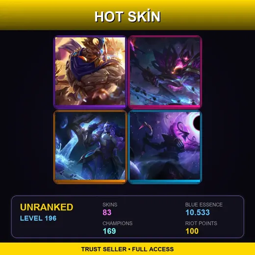 LAS | Victorious Maokai | Dark Star Mordekaiser | Cosmic Invoker Illaoi | Dark Star Thresh | 83 Skin | 169 Champ | Lv196