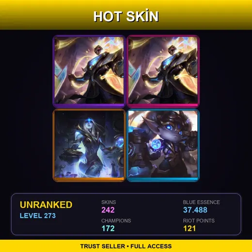 NA | Prestige Pulsefire Thresh (2022) | Prestige Pulsefire Thresh | Hextech Poppy | Hextech Kog'Maw | 242 Skin | 172 Champ | Lv273