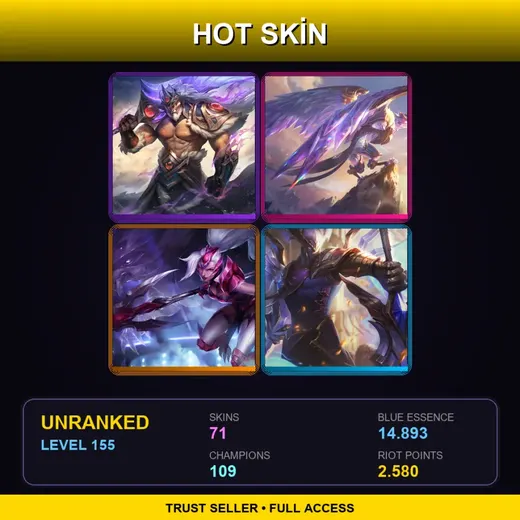 LAS | Victorious Tryndamere | Victorious Anivia | Challenger Nidalee | Victorious Aatrox | 71 Skin | 109 Champ | Lv155 — Red Baron Corki
