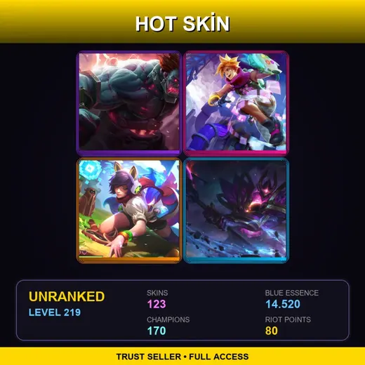 LAN | Hextech Sion | Arcade Ezreal | Arcade Ahri | Dark Star Mordekaiser | 123 Skin | 170 Champ | Lv219 — LoL account