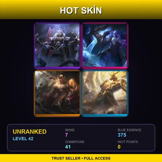 BR | Victorious Sejuani | Cosmic Invoker Illaoi | God Fist Lee Sin | Lunar Guardian Nasus | 7 Skin | 41 Champ | Lv42